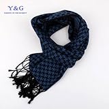 Blue, Black X Long Tuxedo Scarves Y&G 100% Silk Jacquard Woven Scarf SC1006