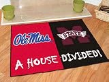 Mississippi (Ole Miss) Rebels and Mississippi State Bulldogs 34 x 44.5 House Divided Mat