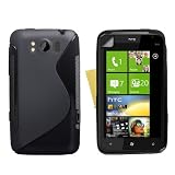 Qualit�t Schwarz Silikon Gel Schutzh�lle / Tasche F�r HTC Titan Mit Displayschutzvon "Yousave"