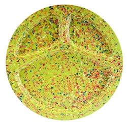 Zak Designs Confetti 11-1/4-inch Kiwi Divided BBQ Plate, Set of 6