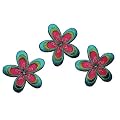 3 -er SetBlume 4 cm B�gelbild Aufn�her Applikation Blumen Bl�te gr�n blau