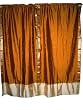 2 Gold Beige Art Silk Sari Curtains Silk Drapes Rod Pockets 83x44 Inch
