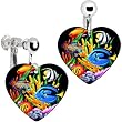 Handcrafted Heart Tropical Fish Clip Earrings