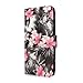 Cellularvilla Wallet Case for HTC One M8 Pu Leather Wallet Card Flip Open Pocket Case Cover Pouch (Black Pink Flower)