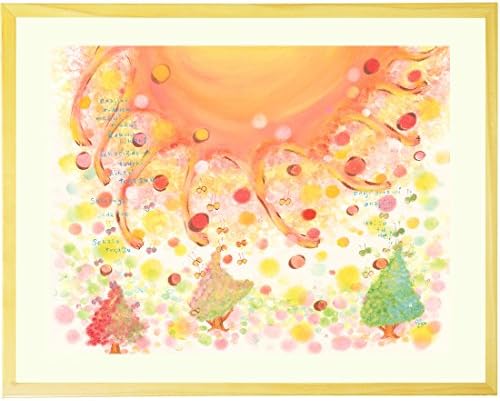 KAWAII ART for a happy life: "Round Hearts (Orange)" Japan's Artwork for Living Room &amp; Gift, 20.6x16.1inch