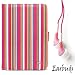 Canvas Magenta Stripe Protective Slim and Durable Professional Faux Leather Executive Portfolio Cover Carrying Case with Suede interior Coby Kyros 7-inch TouchScreen Tablet MID7016 Android OS 4G Wifi Tab + Includes a Crystal Clear High Quality HD Noise Filter Ear buds Earphones Headphones ( 3.5mm Jack )