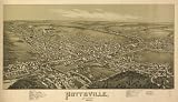 GIANT Wall Sticker of: Panoramic map of historic Pottsville, Pennsylvania 1889 Drawn by T. M. Fowler. A. E. Downs, lith.