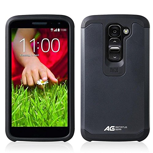 LG G2 mini Case - Armatus Gear (TM) Slim Hybrid Armor Case Dual Layer Shockproof Phone Cover For LG G2 Mini D620 - Black