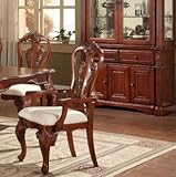 Set of 2 Dining Arm Chairs - Traditional Style Dark Maple