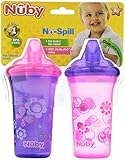 Nuby 2 Pack Printed Non Spill Cup with Hard Top, Colors May Vary (9 Ounce),