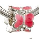 Pink Flower Hoop Charm Bead Fits Pandora Bracelet