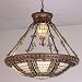Meyda Tiffany Custom Lighting 50250 Fleur-De-Lis 6-Light Pendant, Mahogany Bronze with Antique Gold Accents and Multi-Colored Art Glass