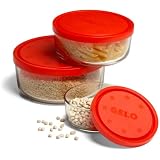 BormioliRoccoGeloGlassStorageBowlswithRedLids,Setof3