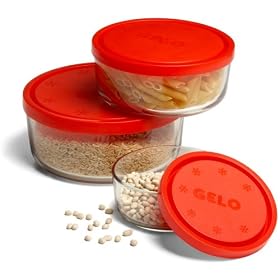 Buy Bormioli Rocco Gelo Glass Storage Bowls with Red Lids, Set of 3