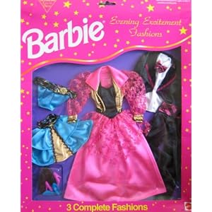Barbie Evening Excitement Fashions - 3 Complete Fashions for Barbie and Ken (1993... by 