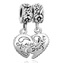 Pugster Mothers Day Gifts Heart Mother & Daughter Beads Fit Pandorai Charm Bracelet For Mom