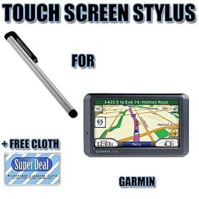 External Stylus With Chrome Finish And Anti-Scratch Gummy Rubber Tip For The Garmin nüvi 775T + Free Reusable MicroFiber Cleaning Cloth. (GPS Not Included)