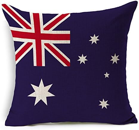 Country Flags Square Cotton Linen Sofa Cushion Covers Decorative Pillow Cases 18 X 18 Inch Zippered Throw Cover (Australia)