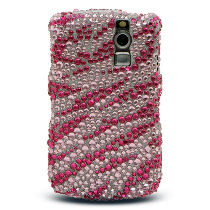 Sparkling Hot Pink Zebra Full Diamond Rhinestones Bling Design – Snap On Hard Cover Protector Faceplate Case for Blackberry Curve 8300 8310 8320 8330 + Free LCD Screen Protector Film