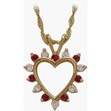10 Karat Yellow Gold Diamond and Ruby Gemstone Pendant