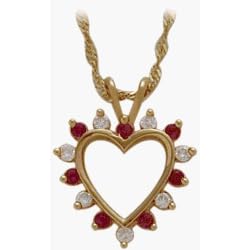 Click here to buy 10 Karat Yellow Gold Diamond and Ruby Gemstone Pendant with chain by Elite.