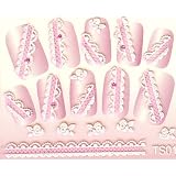 #4 ネイルシール ぷっくり かわいい ３Ｄネイルシール ピンク 系 レース