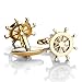 INBLUE Men's 2 PCS Rhodium Plated Cufflinks Gold Tone Helm Shirt Wedding Business 1 Pair Set