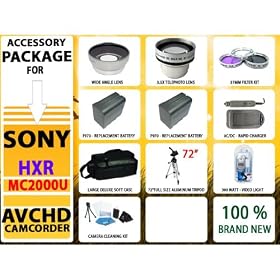 Advanced Accessory Kit for Sony Hxr-mc2000u Shoulder Mount Avchd Camcorder Including Wide Angle Lens, 3.5x Telephoto Lens, 2x-extended Replacement Life Batteries, Deluxe Large Soft Case, 72 Inch Tripod & Much More!!