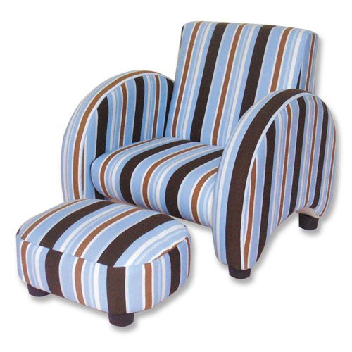 Kid's Max Striped Modern Chair with Matching Ottoman