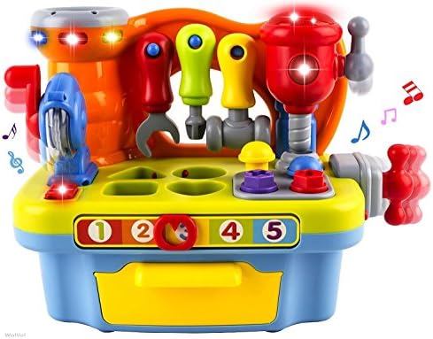 Kids Work Tool Bench Musical Tool Kit Play Set with Shape Sorter for Children