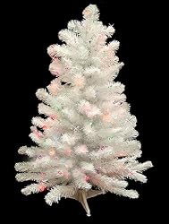 3' Pre-Lit Norway White Iridescent Artificial Christmas Tree Multi Lights H81028