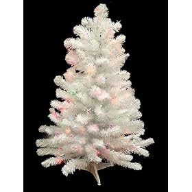 3' Pre-Lit Norway White Iridescent Artificial Christmas Tree Multi Lights H81028