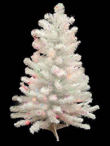 3 Pre-Lit Norway White Iridescent Artificial Christmas Tree Multi Lights H81028