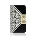 Galaxy Note 2 Case,Landfox Black Fresh Cute Flip Wallet Leather Case (Samsung Galaxy Note 2 N7100)