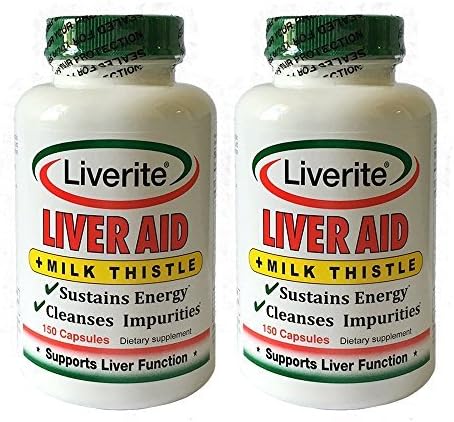 Liverite Liver Aid with Milk Thistle 2-Pack 150 Capsules (total 300), Liver Support, Liver Cleanse, Liver Care, Improves Energy by Liverite