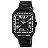 Golden Classic Women's 5155_black Shimmer Jelly Rhinestone Accented Square Silicone Watch