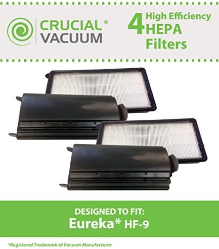 4 Eureka HF9 HEPA Filters, Part # 0951A, 60951B, 60285, Designed &amp; Engineered by Crucial Vacuum