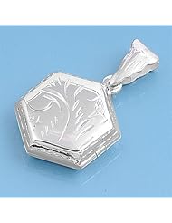 925 Sterling Silver Locket Pendant - HHexagon