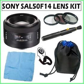 Sony SAL50F14 50mm f/1.4 Lens for Sony Alpha Digital SLR Camera + Accessory Kit