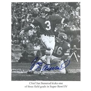 Jan Stenerud (Kicker) Autographed/ Original Signed 8x10 Photo from Super Bowl IV w/ the Kansas City Chiefs