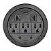 Power Tap Grommet with Hidden Power Center w/ 3 Power & 2 Cat5E - 2 Pack - Black