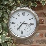 Stainless Steel - Garden Indoor Outdoor Conservatory Wall Clock Thermo Humidity - Weather Resistant - Normally Next Day Delivery at No Extra Cost - DS1040