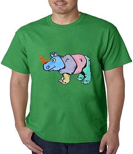 Onlyyousweet Art Rhinoceros Painting Layer Casual Joy Fit Short Sleeve Mens T-shirt Size L
