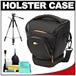 Case Logic Digital SLR Holster Camera Bag/Case (Black) (SLRC-200) + Tripod + Accessory Kit for Canon EOS Rebel XS, XSi, XTi, T1i, T2i, 5D, 50D Mark II, 40D & 7D