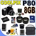 Nikon Coolpix P80 - Digital camera - compact - 10.1 Mpix - optical zoom: 18 x - supported memory: MMC, SD, SDHC - black