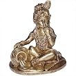 Hindu Gods Krishna Brass Statue 7.25 x 6.25 x 4.5 inches (krishnab018)
