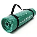 Golds Gym Ribbed Comfort Rubber Mat Green with Carry Straps