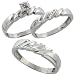 Sterling Silver 3-Piece Trio His (5mm) & Hers (4mm) Diamond Wedding Band Set