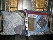 Chair Cushion Covers-2 Mid Night Blue Embroidery Sari Toss Pillow Cushion Covers Free Shipping