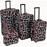 Rockland Luggage 4 Piece Luggage Set, Pink Giraffe, One Size